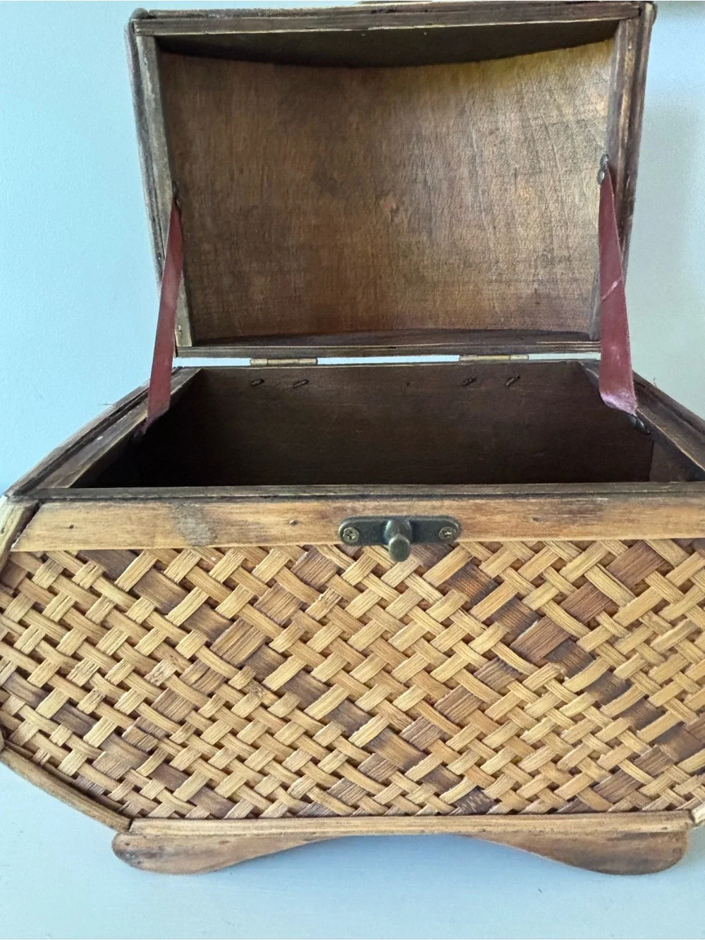 Woven Bamboo Storage Chest in Natural Brown